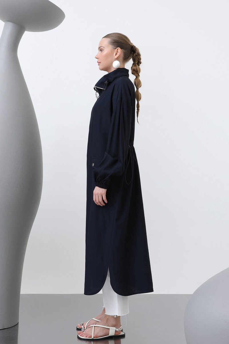 Women's Wide Collar Pocket Detailed Zippered Coat - 15202HRK Women's Wide Collar Pocket Detailed Zippered Coat - 15202HRK
