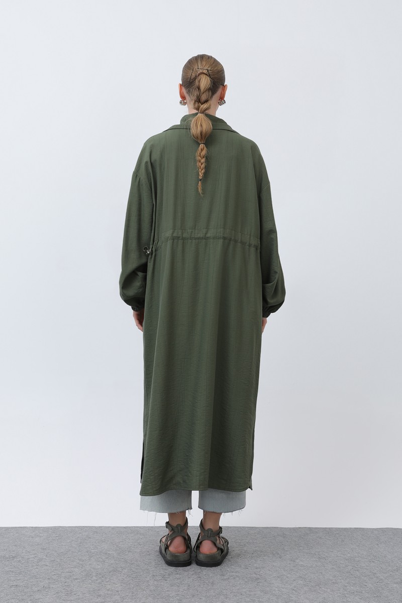 Women's Wide Collar Pocket Detailed Zippered Coat - 15202HRK Women's Wide Collar Pocket Detailed Zippered Coat - 15202HRK