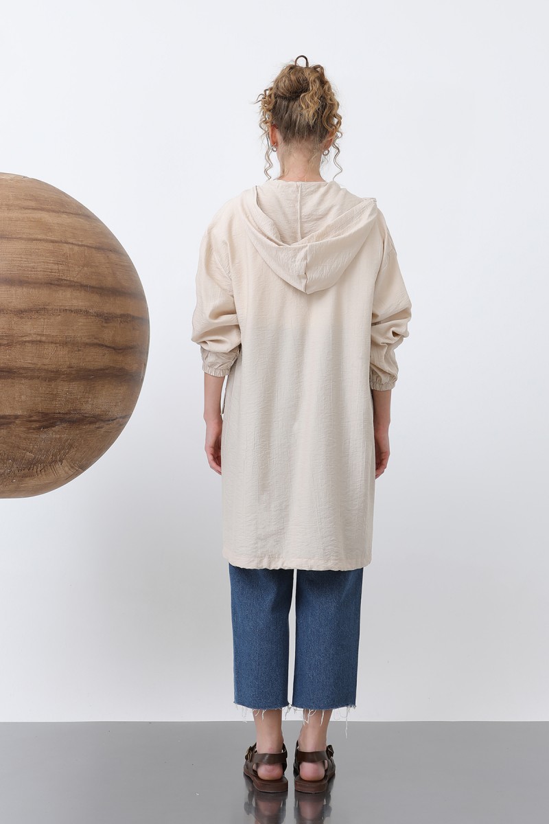 Women's Zipper and Pocket Detailed Hooded Tunic - 15203TUN Women's Zipper and Pocket Detailed Hooded Tunic - 15203TUN
