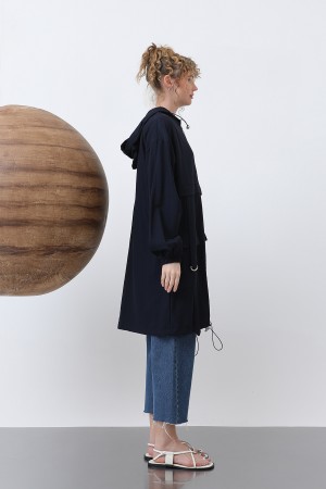 Women's Zipper and Pocket Detailed Hooded Tunic - 15203TUN Women's Zipper and Pocket Detailed Hooded Tunic - 15203TUN