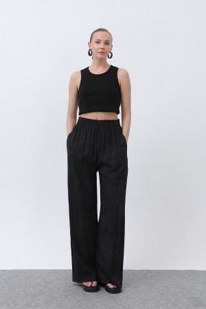 Kadın Beli Lastikli Bol Pantolon - 18238PNT