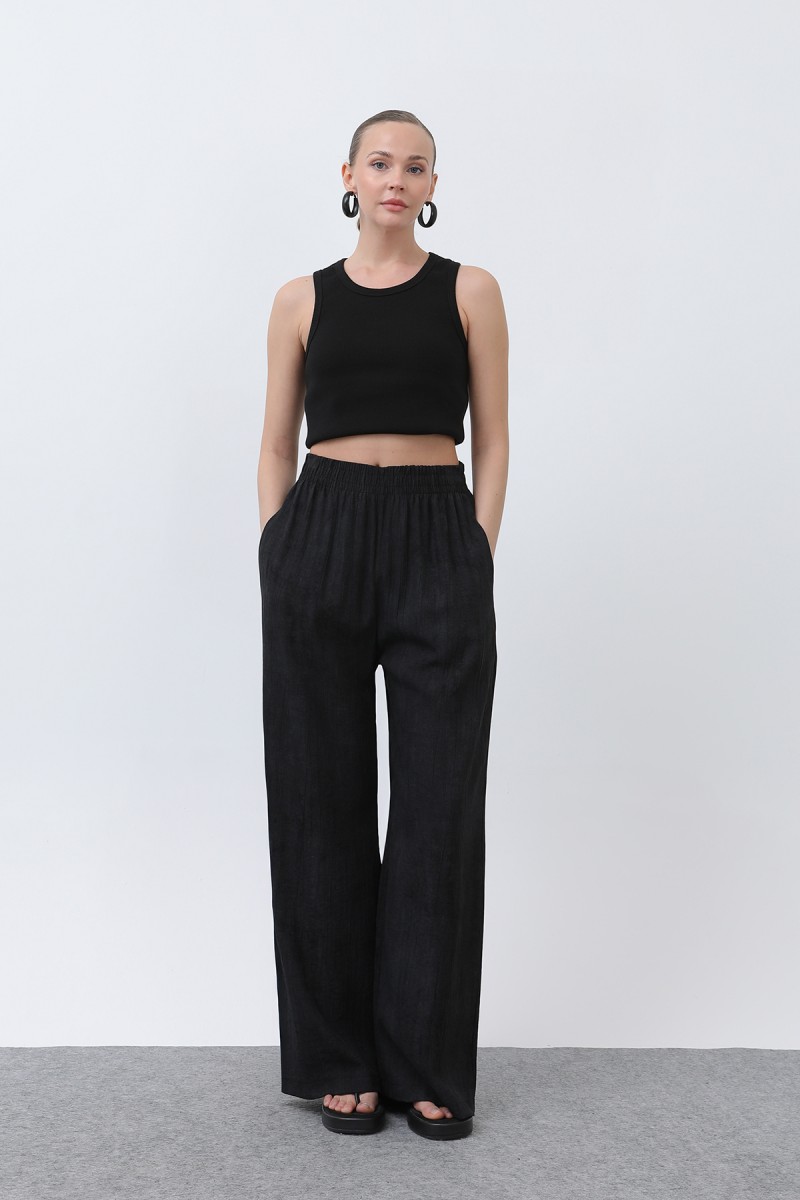 Kadın Beli Lastikli Bol Pantolon - 18238PNT