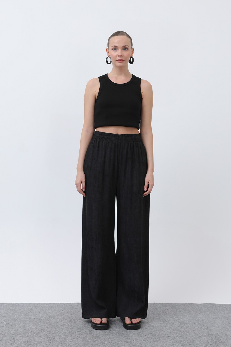 Kadın Beli Lastikli Bol Pantolon - 18238PNT