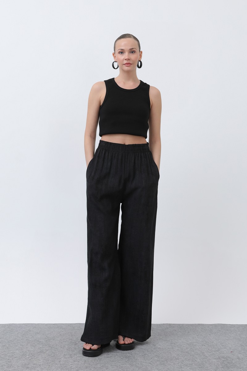 Kadın Beli Lastikli Bol Pantolon - 18238PNT