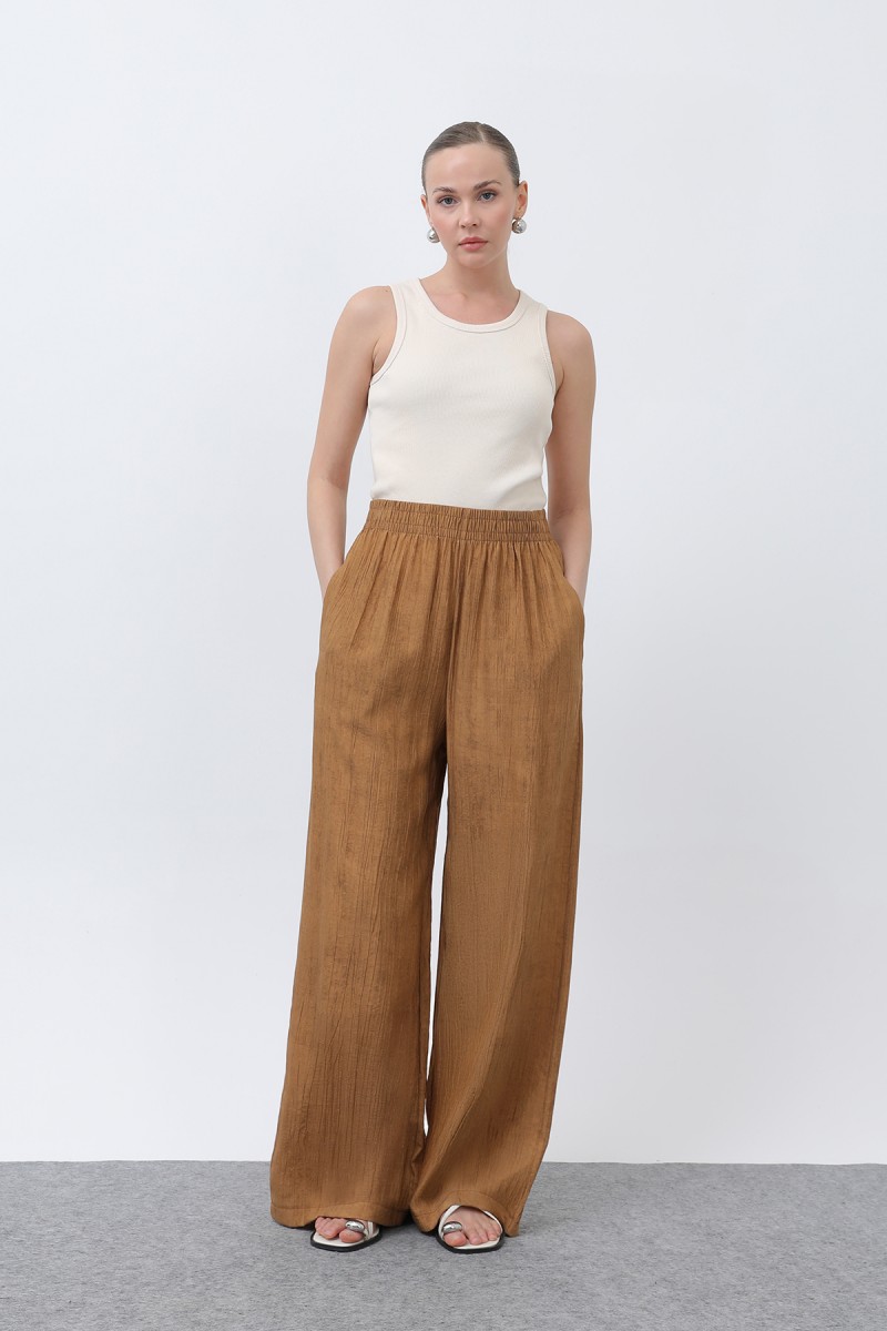 Kadın Beli Lastikli Bol Pantolon - 18238PNT