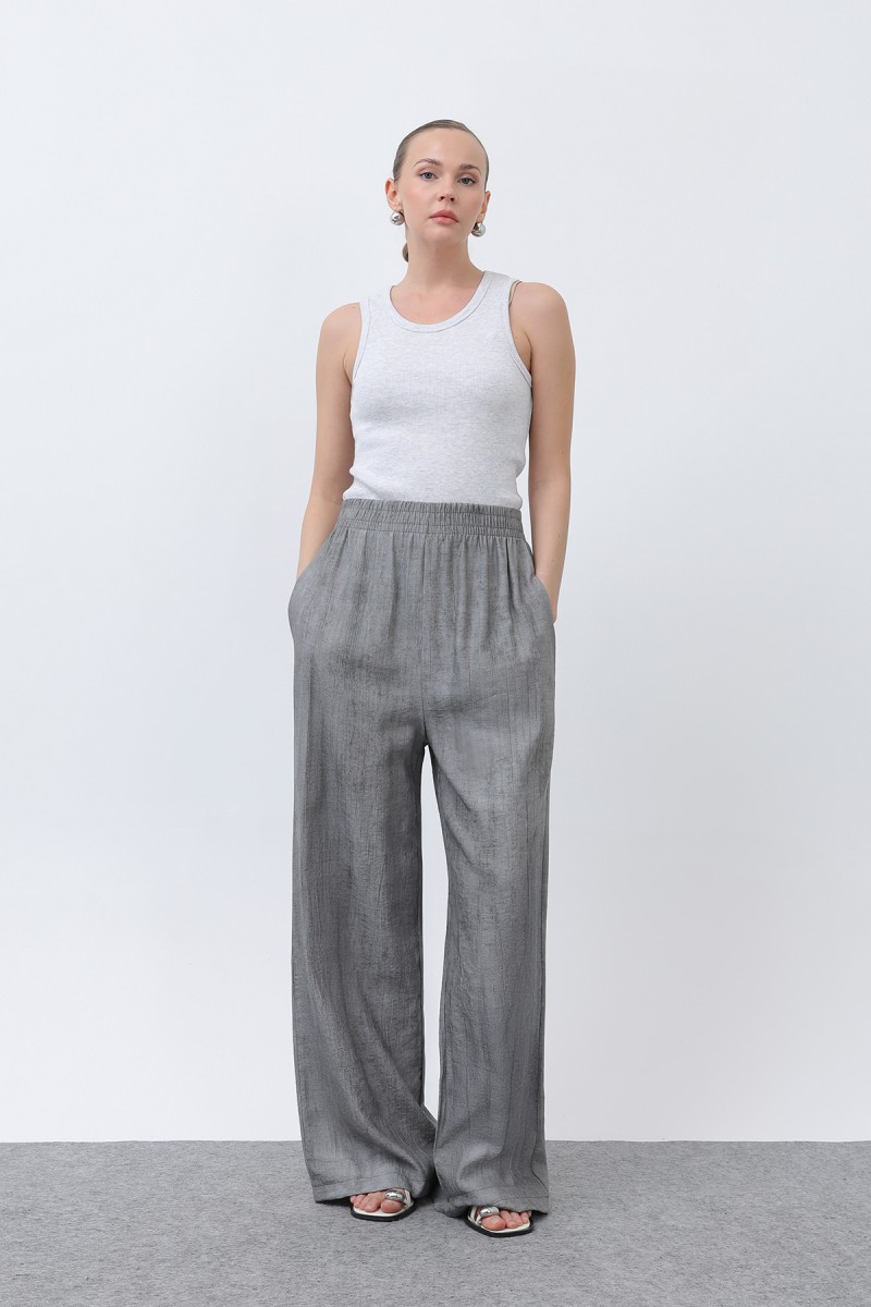 Kadın Beli Lastikli Bol Pantolon - 18238PNT