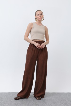 Kadın Beli Lastikli Bol Pantolon - 18238PNT
