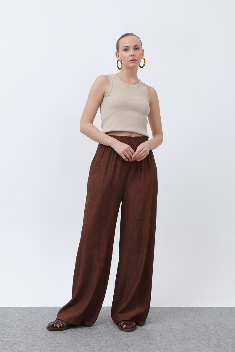 Kadın Beli Lastikli Bol Pantolon - 18238PNT