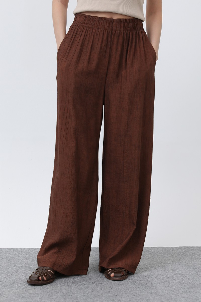 Kadın Beli Lastikli Bol Pantolon - 18238PNT