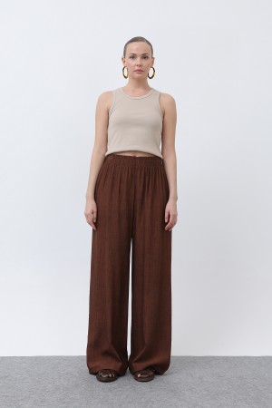 Kadın Beli Lastikli Bol Pantolon - 18238PNT