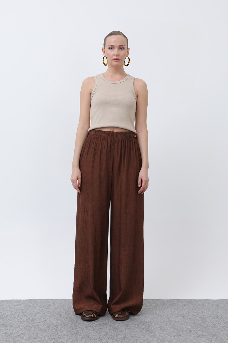 Kadın Beli Lastikli Bol Pantolon - 18238PNT
