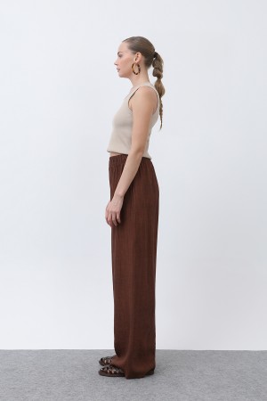 Kadın Beli Lastikli Bol Pantolon - 18238PNT