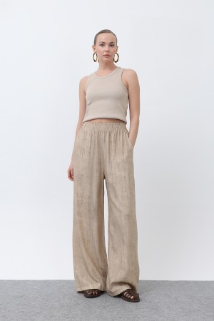 Kadın Beli Lastikli Bol Pantolon - 18238PNT