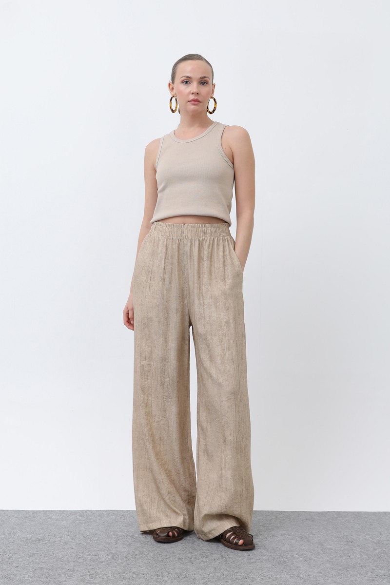 Kadın Beli Lastikli Bol Pantolon - 18238PNT