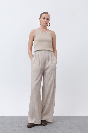 Kadın Beli Lastikli Bol Pantolon - 18238PNT