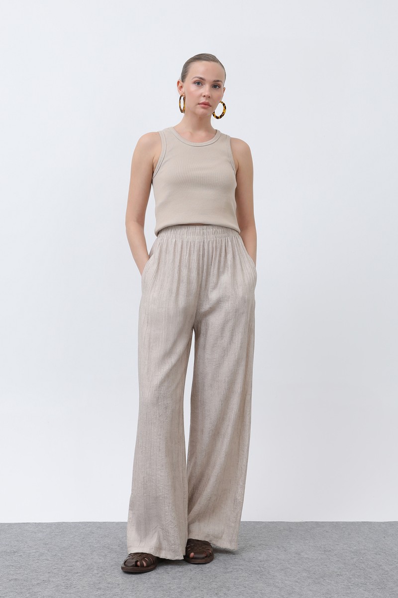 Kadın Beli Lastikli Bol Pantolon - 18238PNT