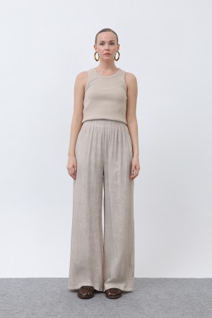 Kadın Beli Lastikli Bol Pantolon - 18238PNT