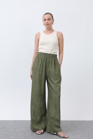 Women's Elastic Waist Wide Trousers - 18238PNT