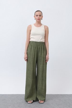 Women's Elastic Waist Wide Trousers - 18238PNT