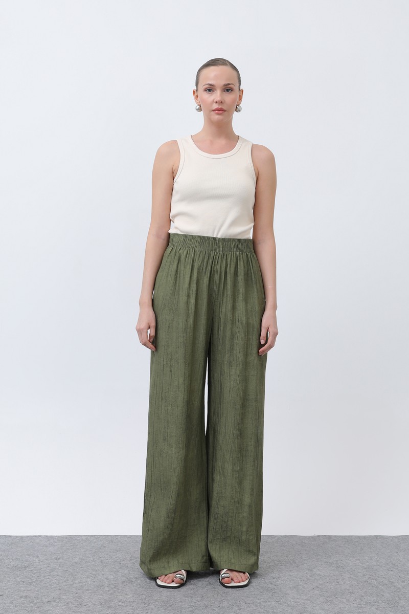 Women's Elastic Waist Wide Trousers - 18238PNT