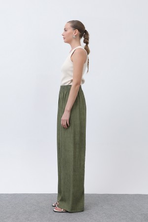 Women's Elastic Waist Wide Trousers - 18238PNT
