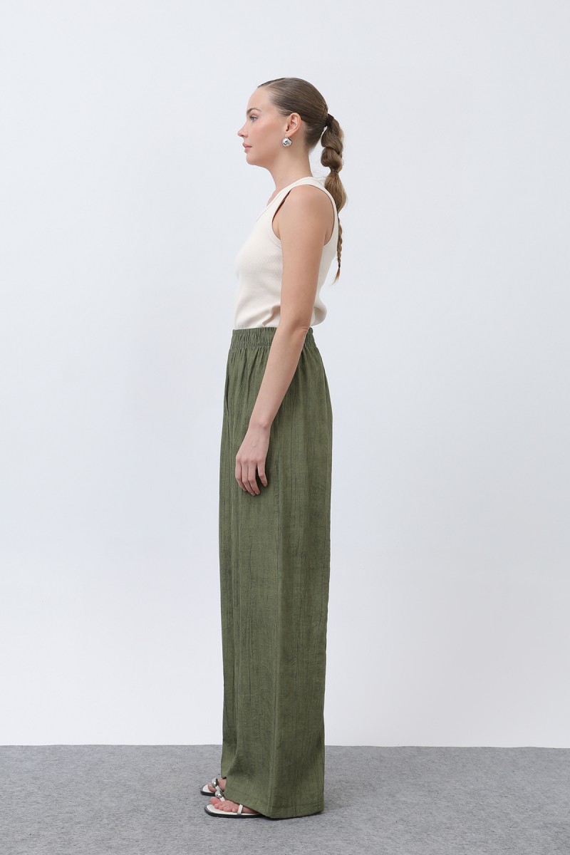 Women's Elastic Waist Wide Trousers - 18238PNT