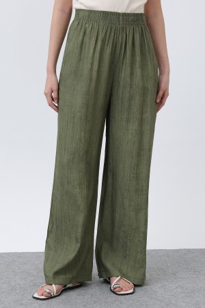 Women's Elastic Waist Wide Trousers - 18238PNT