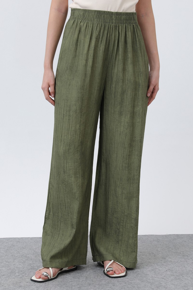 Women's Elastic Waist Wide Trousers - 18238PNT
