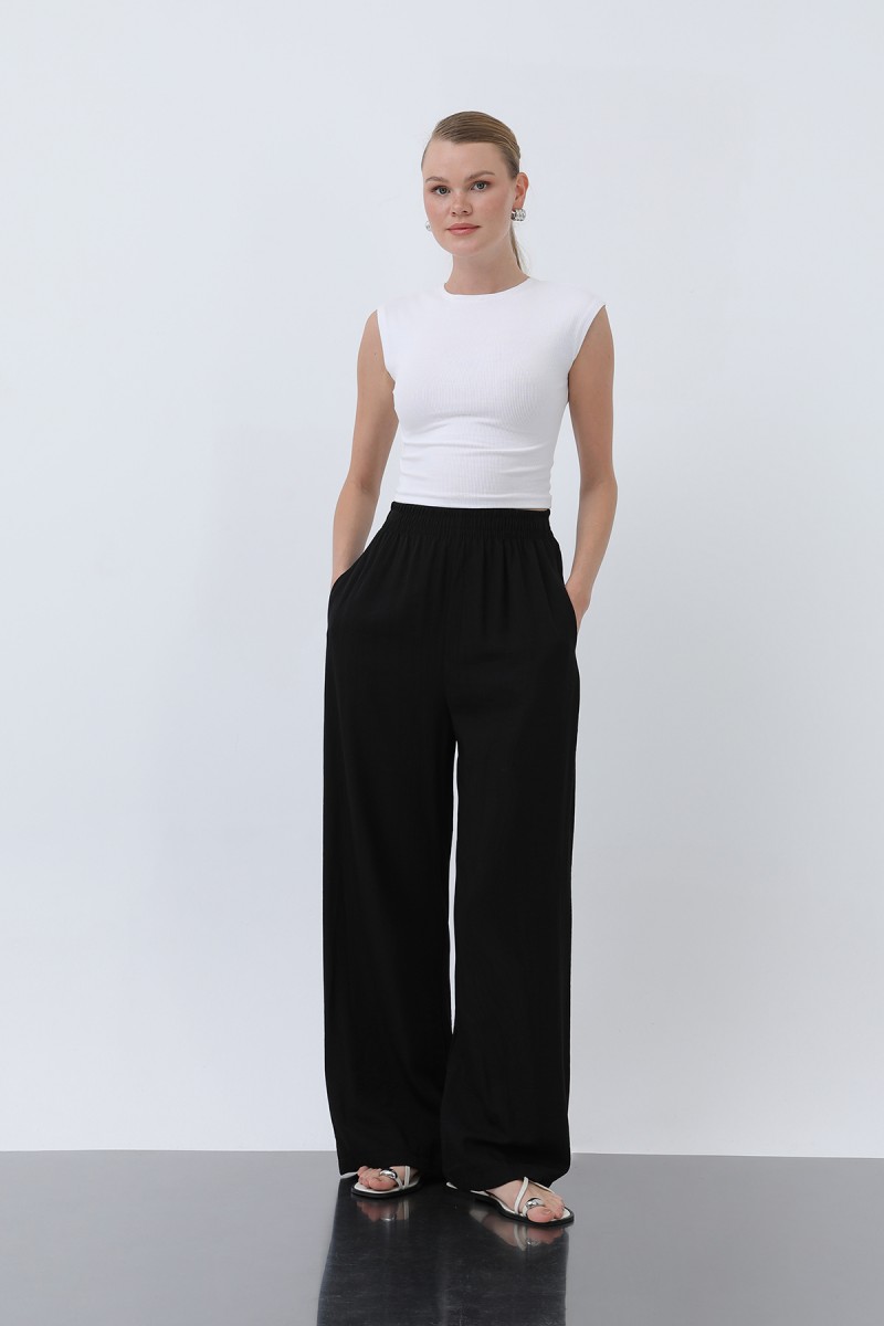 Kadın Beli Lastikli Bol Pantolon - 18239PNT Kadın Beli Lastikli Bol Pantolon - 18239PNT