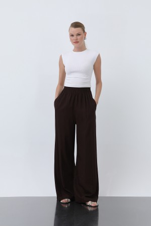 Kadın Beli Lastikli Bol Pantolon - 18239PNT Kadın Beli Lastikli Bol Pantolon - 18239PNT