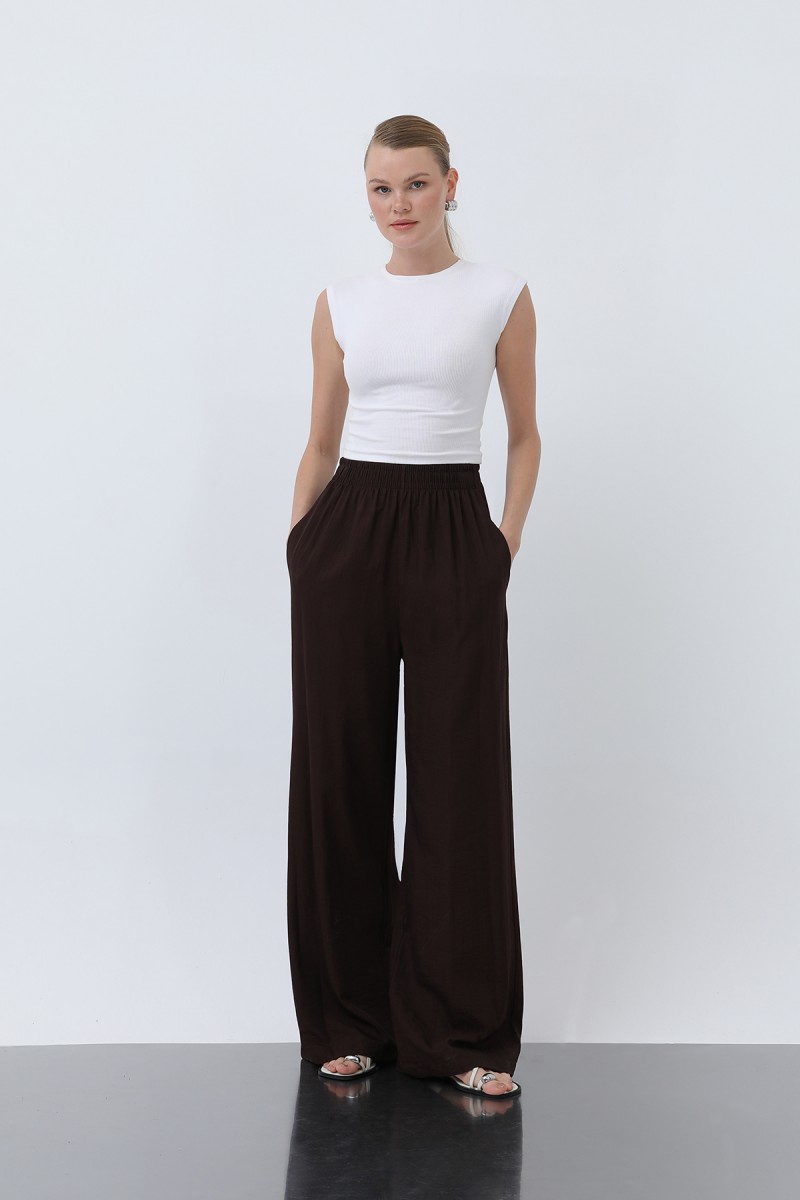 Kadın Beli Lastikli Bol Pantolon - 18239PNT Kadın Beli Lastikli Bol Pantolon - 18239PNT