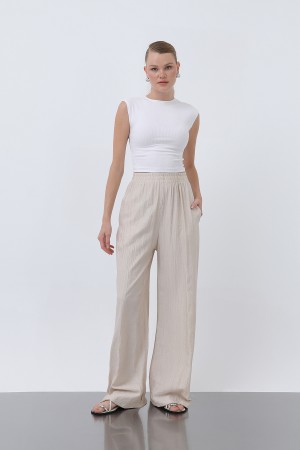 Kadın Beli Lastikli Bol Pantolon - 18239PNT Kadın Beli Lastikli Bol Pantolon - 18239PNT