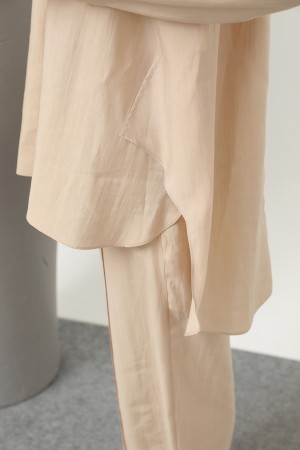 Women's Snap and Cord Detailed Hooded Trouser Set - 20609TKS