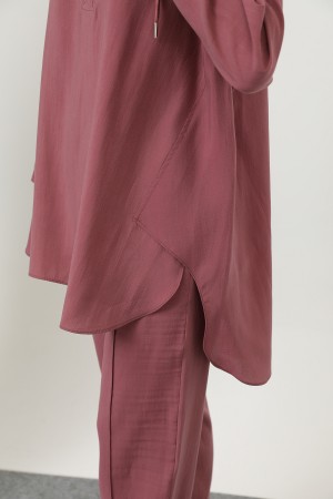 Women's Snap and Cord Detailed Hooded Trouser Set - 20609TKS Women's Snap and Cord Detailed Hooded Trouser Set - 20609TKS