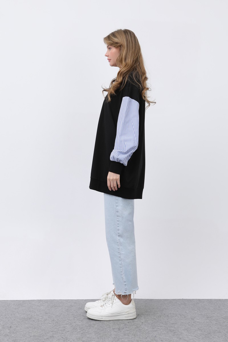 Kadın Şapkalı Köpek Nakışlı Garnili Sweatshirt - 20632SWT Kadın Şapkalı Köpek Nakışlı Garnili Sweatshirt - 20632SWT