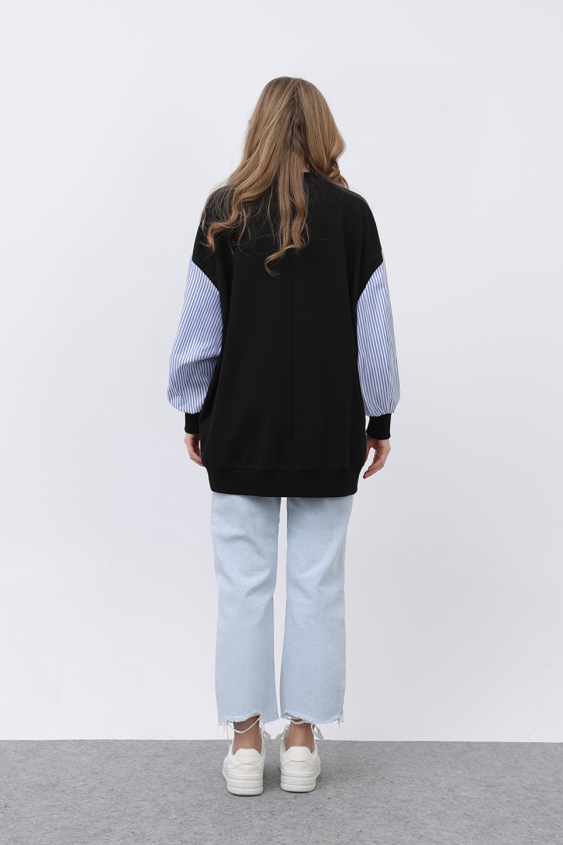 Kadın Şapkalı Köpek Nakışlı Garnili Sweatshirt - 20632SWT Kadın Şapkalı Köpek Nakışlı Garnili Sweatshirt - 20632SWT
