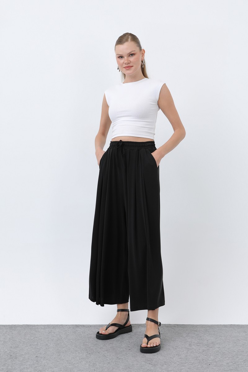 Kadın Beli Kuşaklı Etek Görünümlü Pantolon - 20664PNT