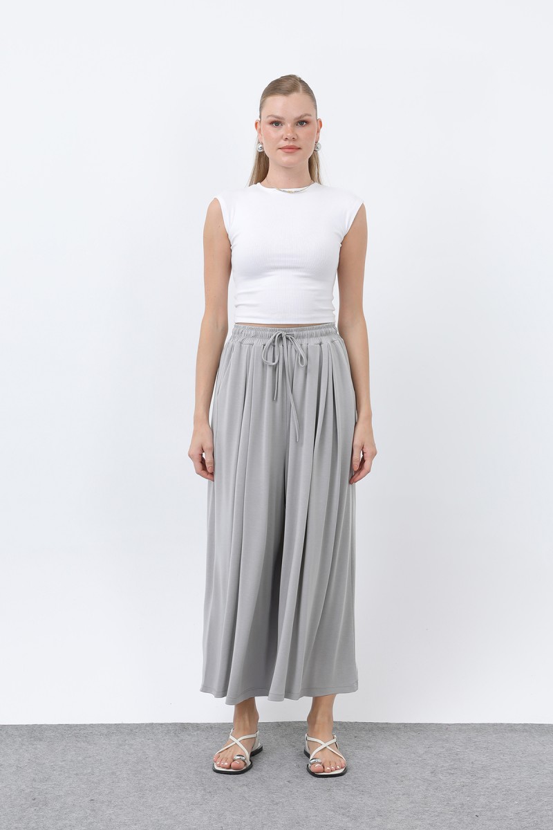 Kadın Beli Kuşaklı Etek Görünümlü Pantolon - 20664PNT