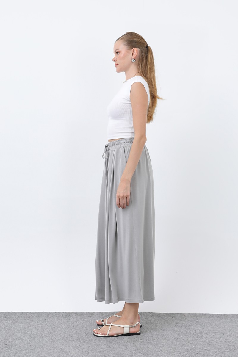 Kadın Beli Kuşaklı Etek Görünümlü Pantolon - 20664PNT