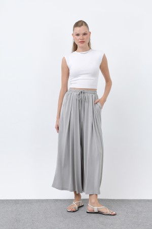 Kadın Beli Kuşaklı Etek Görünümlü Pantolon - 20664PNT