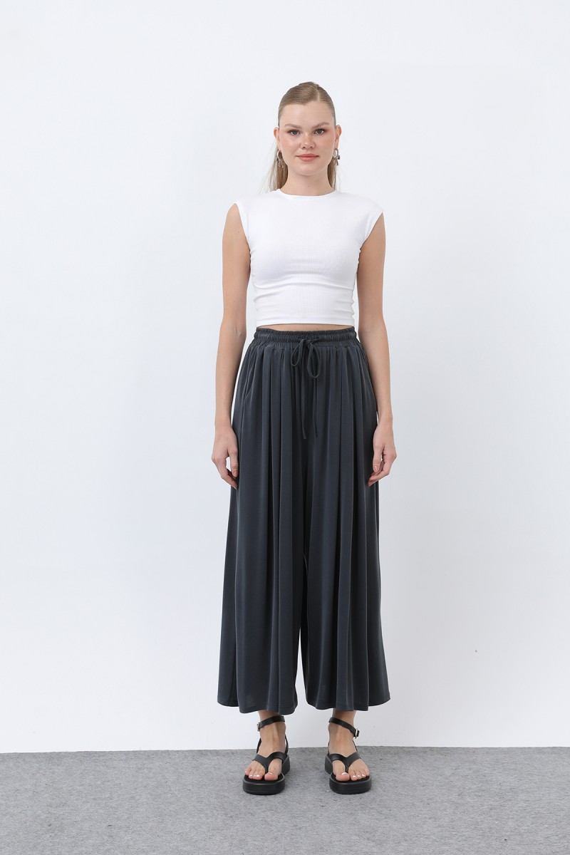 Kadın Beli Kuşaklı Etek Görünümlü Pantolon - 20664PNT