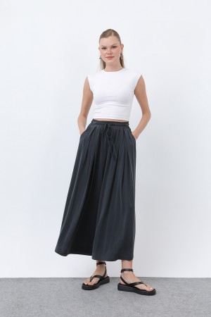 Kadın Beli Kuşaklı Etek Görünümlü Pantolon - 20664PNT