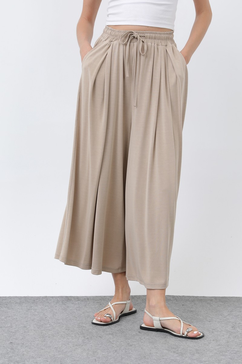 Kadın Beli Kuşaklı Etek Görünümlü Pantolon - 20664PNT