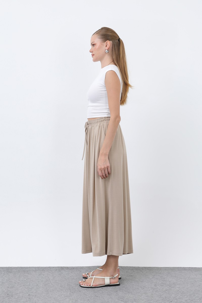 Kadın Beli Kuşaklı Etek Görünümlü Pantolon - 20664PNT