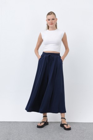 Kadın Beli Kuşaklı Etek Görünümlü Pantolon - 20664PNT