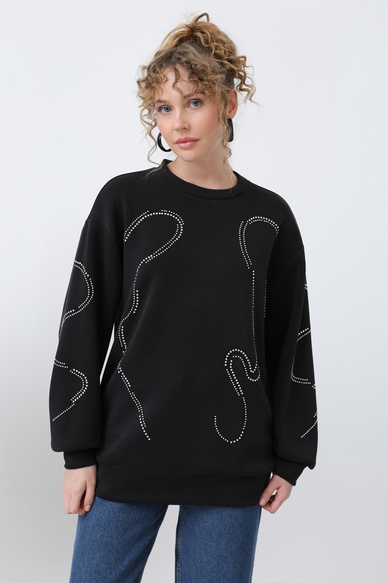 Kadın Taşlı Basic Sweat -32117SWT Kadın Taşlı Basic Sweat -32117SWT