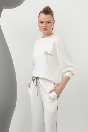 Women's Swan Embroidered Tracksuit - 32162TKS Women's Swan Embroidered Tracksuit - 32162TKS