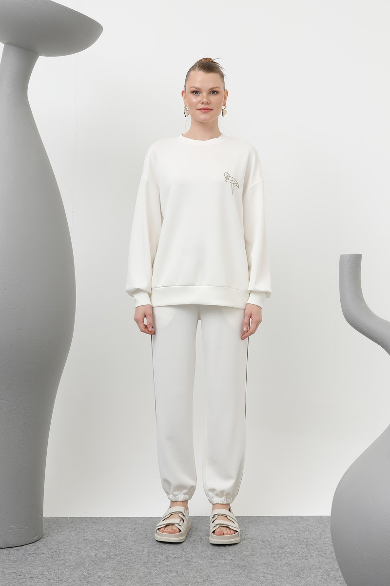 Women's Swan Embroidered Tracksuit - 32162TKS Women's Swan Embroidered Tracksuit - 32162TKS