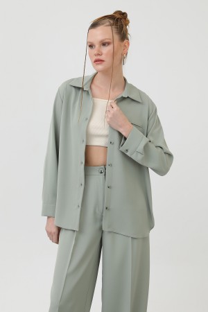 Women's Pocket Detailed Shirt - 32174GML Women's Pocket Detailed Shirt - 32174GML