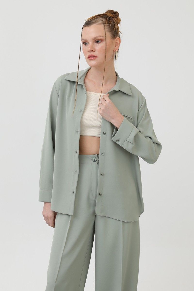 Women's Pocket Detailed Shirt - 32174GML Women's Pocket Detailed Shirt - 32174GML